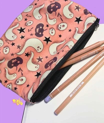 Ghost pencil case, pencil bag, Halloween travel bag, makeup pouch