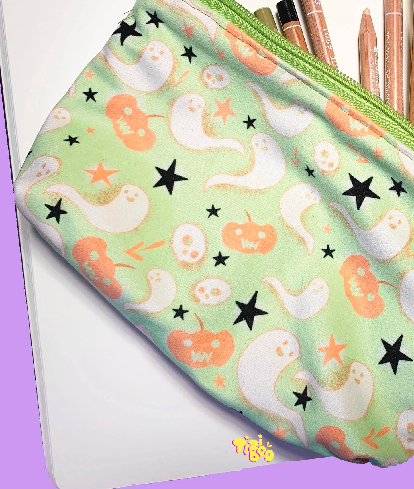 Ghost pencil case, pencil bag, Halloween travel bag, makeup pouch